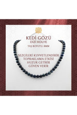 Kedi Gözü 8 mm Dizi Doğal Taş Kolye