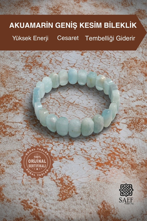 Akuamarin Doğal Taş Geniş Kesim Bileklik 210172