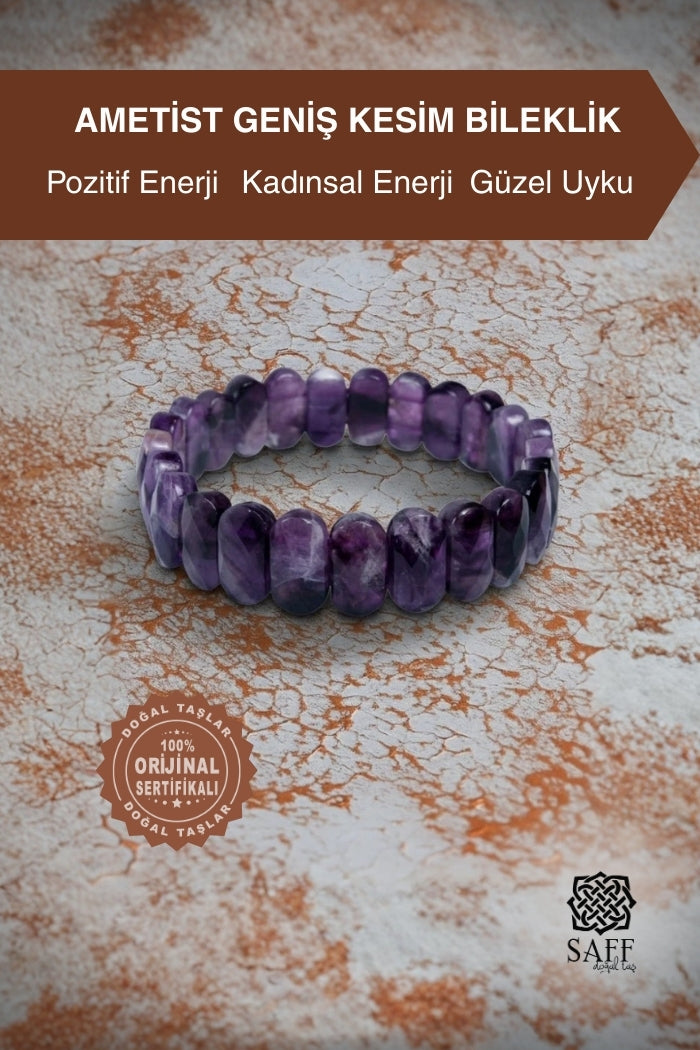 Ametist Doğal Taş Geniş Kesim Bileklik 210143