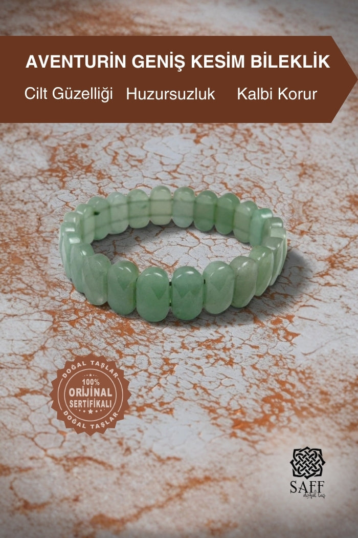 Aventurin Doğal Taş Geniş Kesim Bileklik 210155