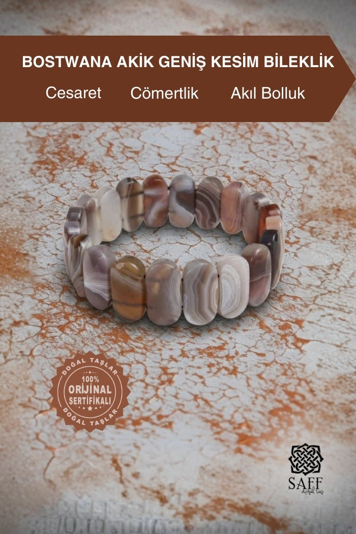 Bostwana Akik Geniş Kesim Bileklik