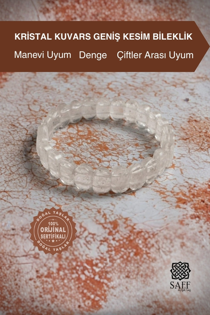 Kristal Kuvars Doğal Taş Geniş Kesim Bileklik 210170