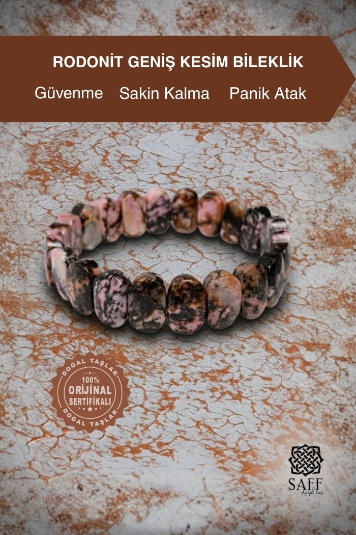 Rodonit Doğal Taş Geniş Kesim Bileklik 210147