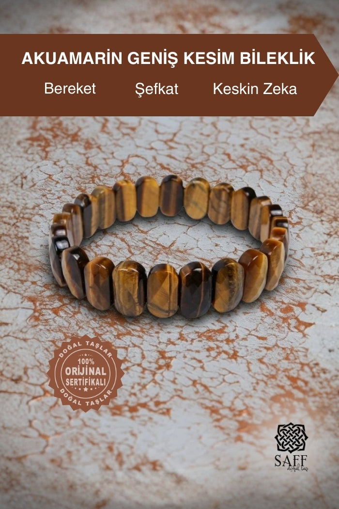 Kaplan Gözü Doğal Taş Geniş Kesim Bileklik 210153