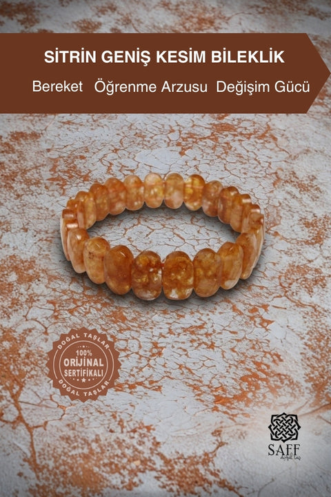 Sitrin Doğal Taş Geniş Kesim Bileklik 210157