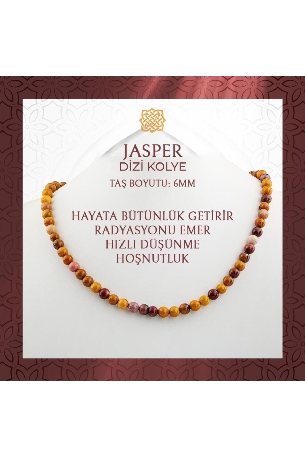 Jasper 6 mm Dizi Doğal Taş Kolye - 54cm