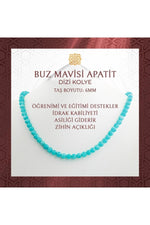 Buz Mavizi Apatit 6 mm Dizi Doğal Taş Kolye - 54cm
