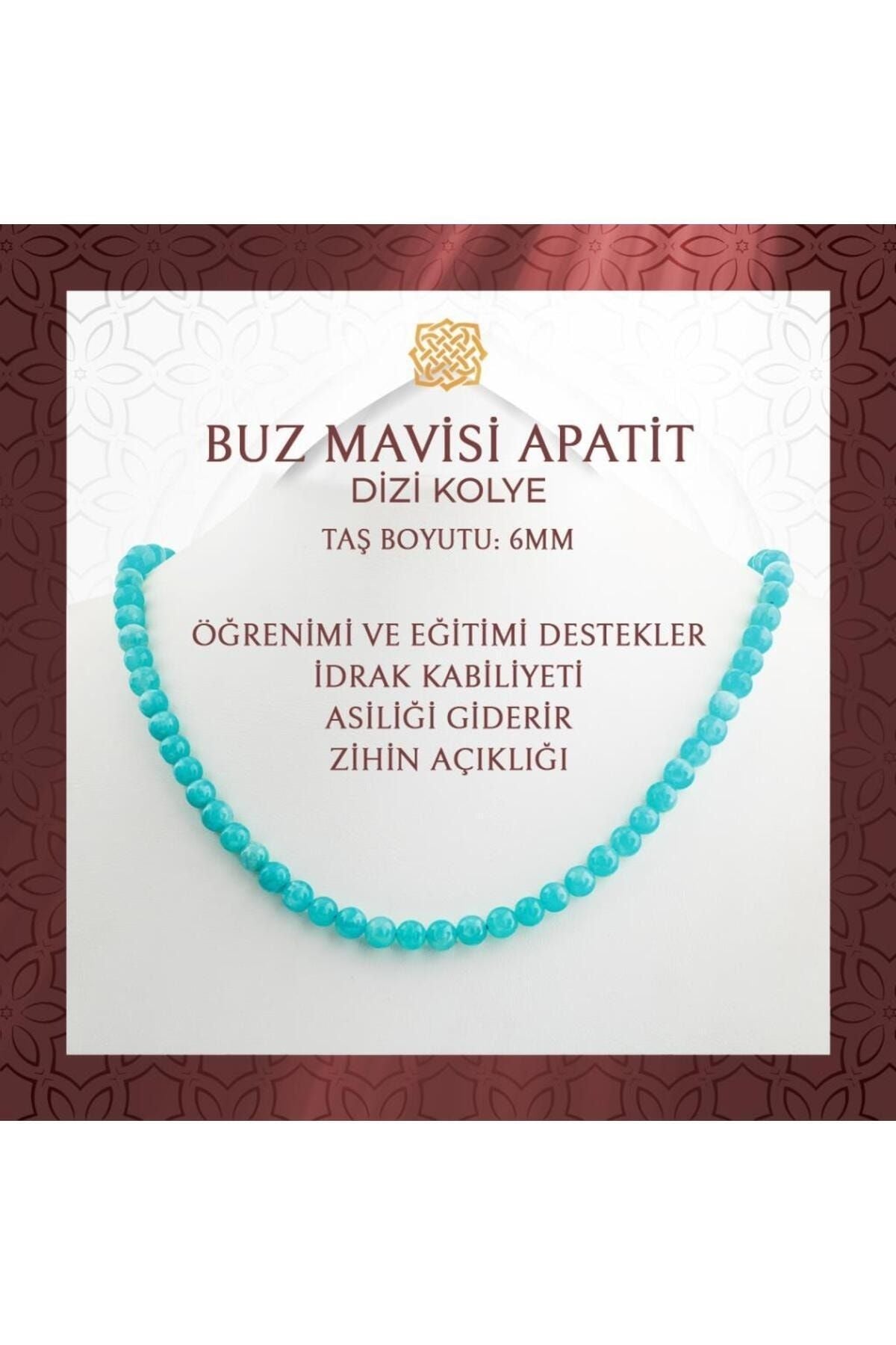 Buz Mavizi Apatit 6 mm Dizi Doğal Taş Kolye - 54cm