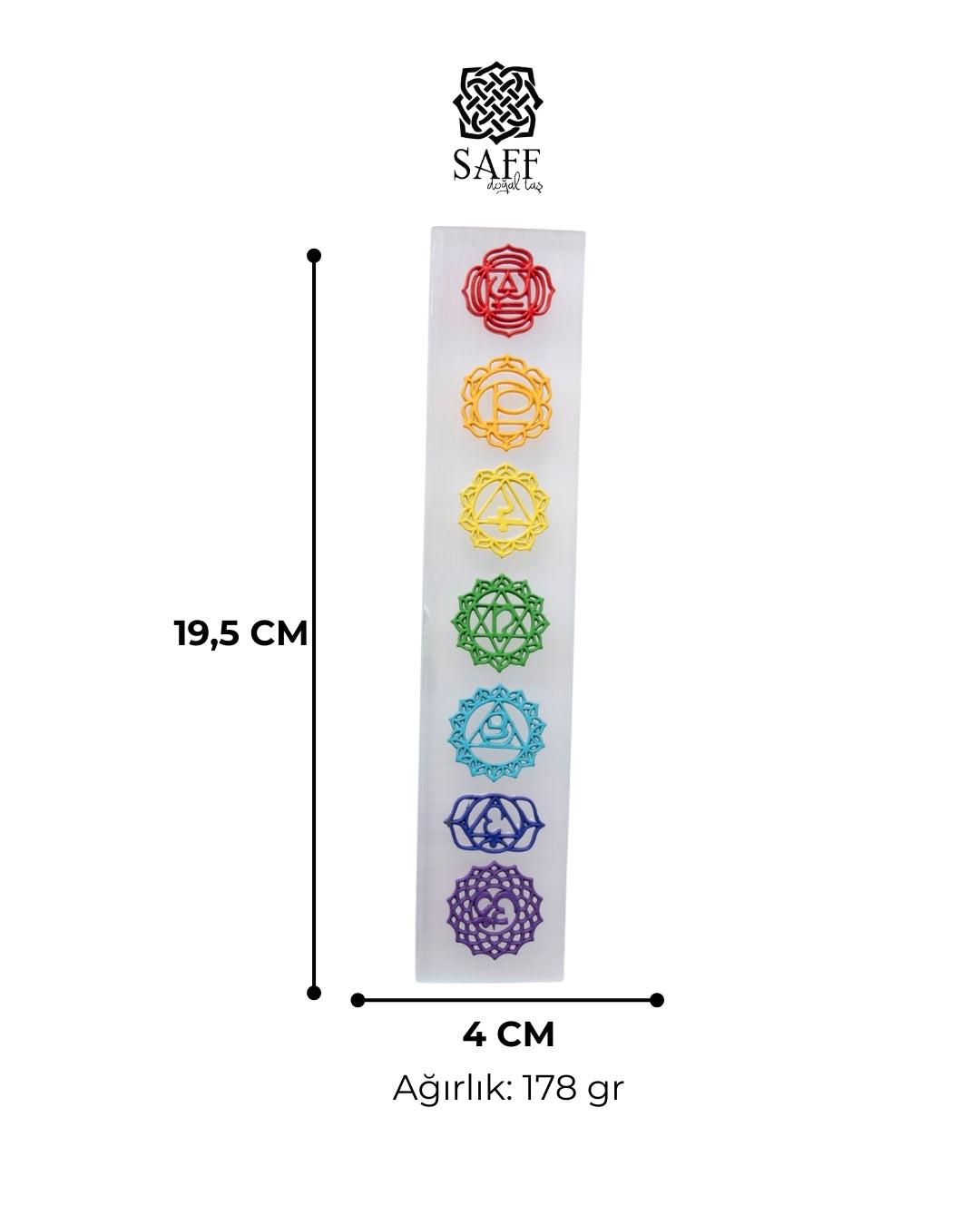 7 Çakra Kabartmalı Selenit Enerji Paneli
