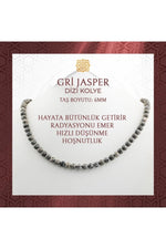 Gri Jasper 6 mm Dizi Doğal Taş Kolye - 54cm