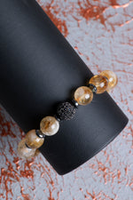 AA Kalite Sitrin &amp; Hematit &amp; Zirkon Aparat Bileklik 10mm