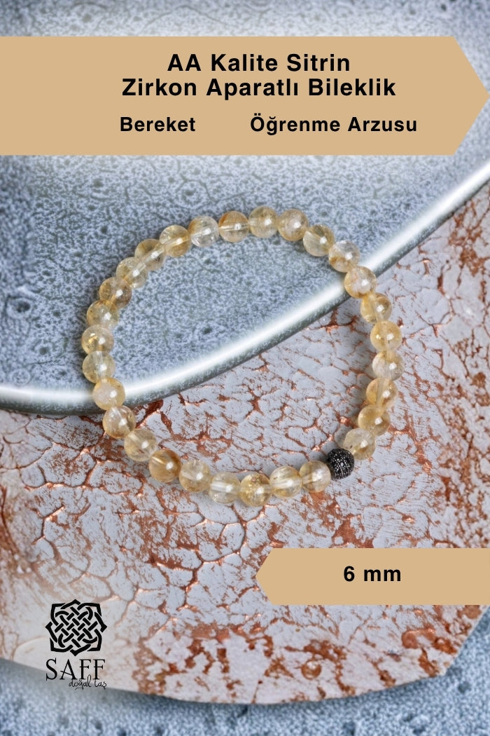 AA Kalite Sitrin &amp; Zirkon Aparatlı Bileklik 3