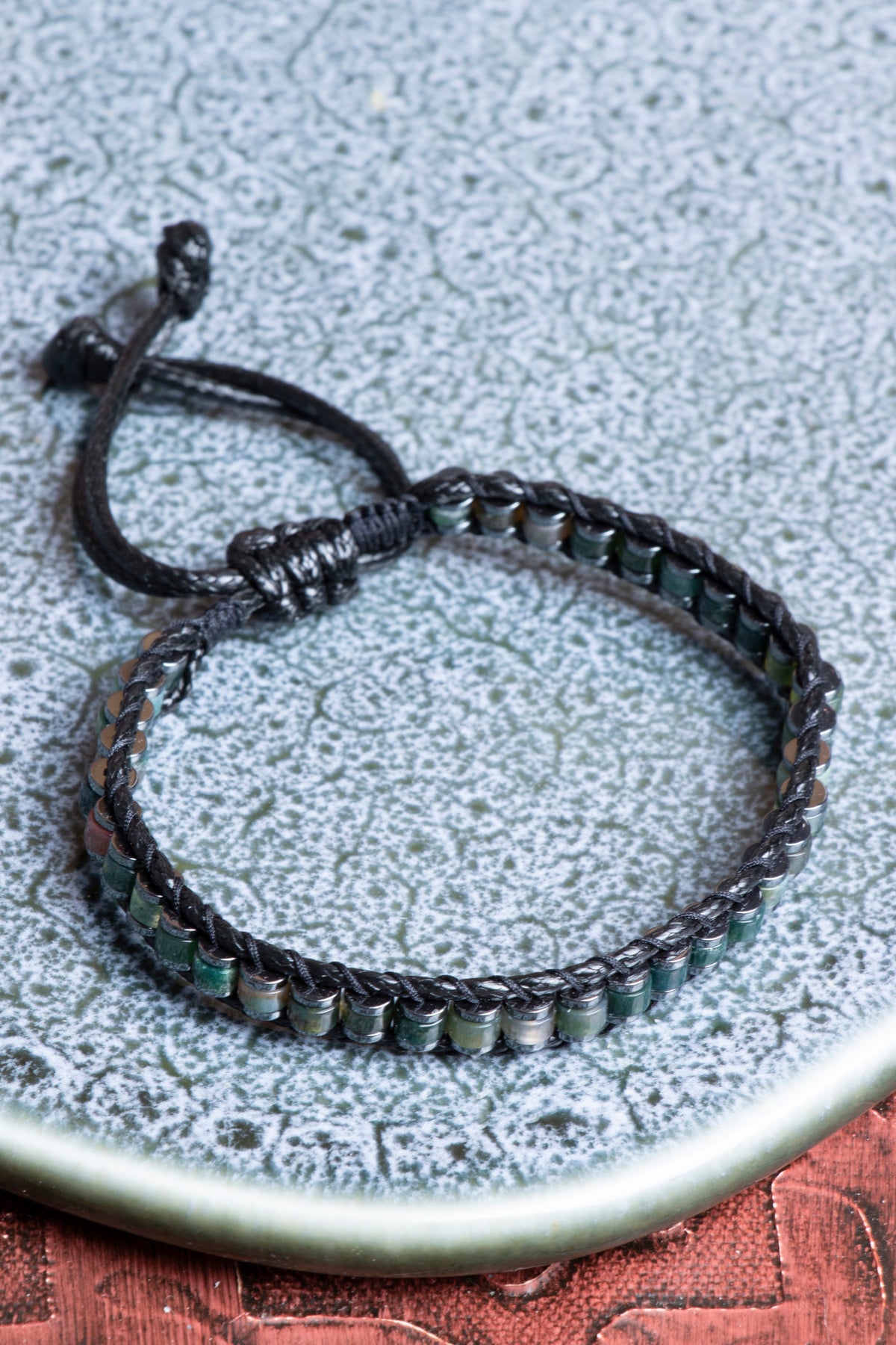 Akik &amp; Hematit Özel Tasarım Makrome Bileklik