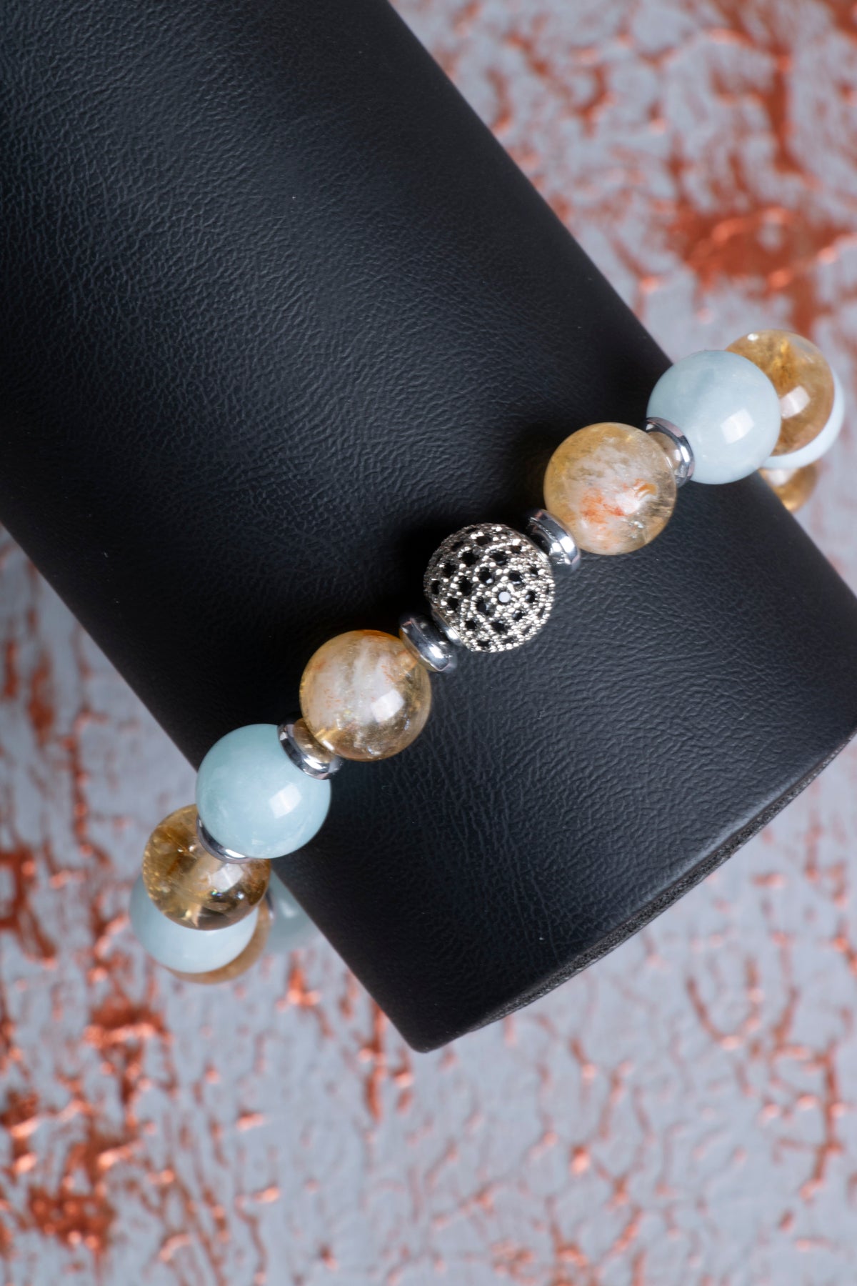 Akuamarin &amp; AA Kalite Sitrin &amp; Zirkon Aparat Bileklik