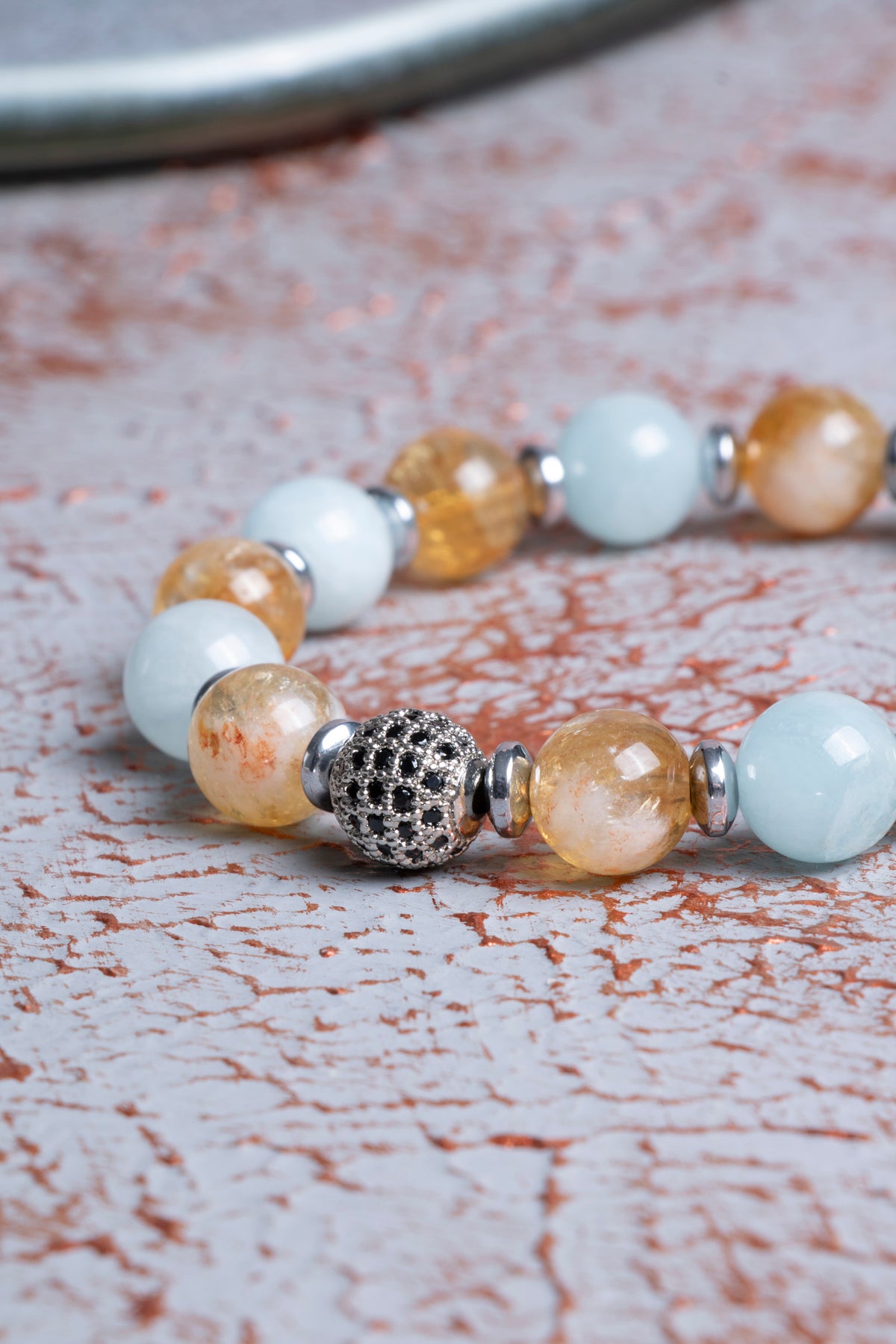 Akuamarin &amp; AA Kalite Sitrin &amp; Zirkon Aparat Bileklik