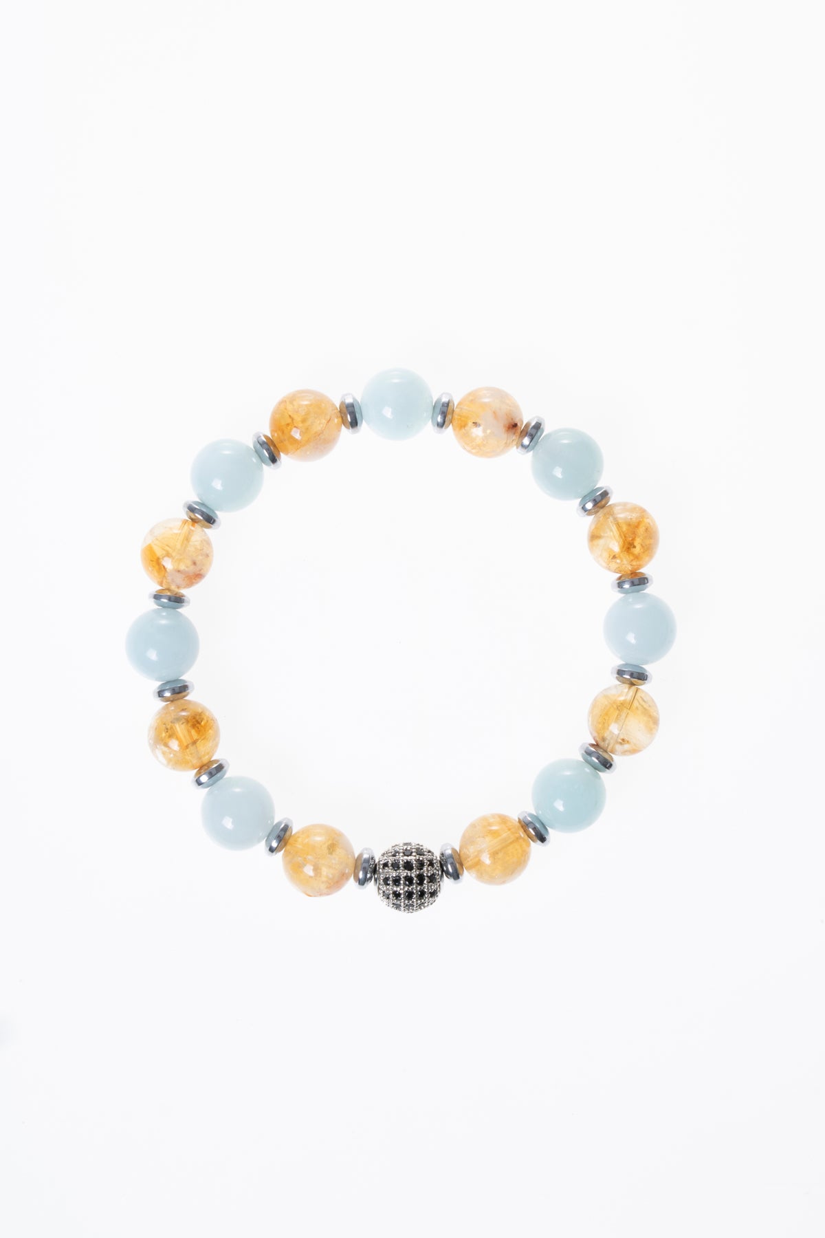 Akuamarin &amp; AA Kalite Sitrin &amp; Zirkon Aparat Bileklik