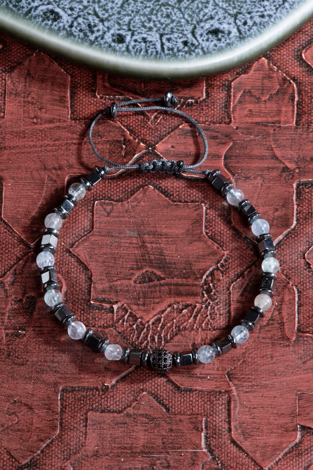 Akuamarin &amp; Hematit Doğal Taş Makrome Bileklik