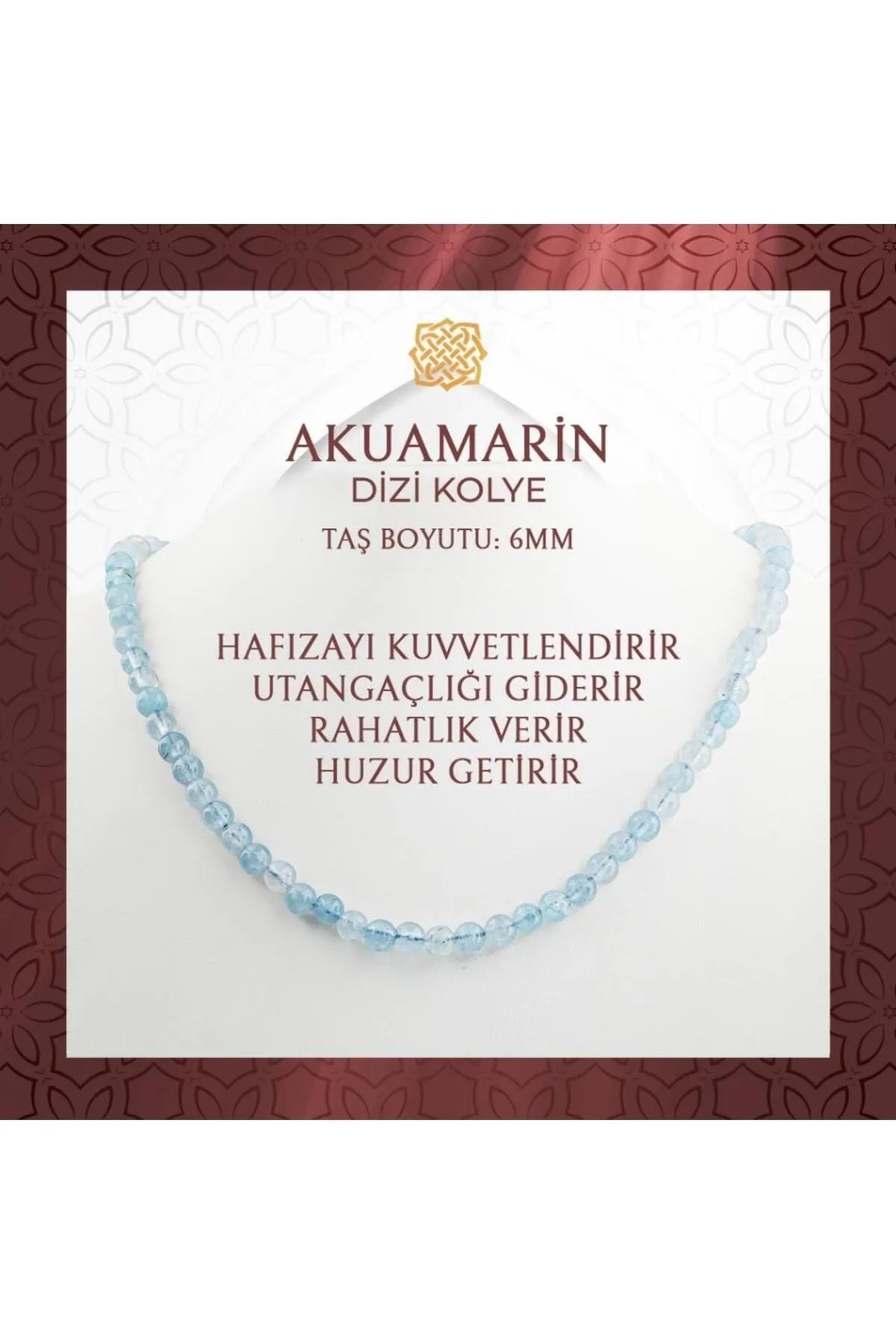 Akuamarin 6 mm Dizi Doğal Taş Kolye