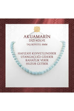 Akuamarin 8 mm Dizi Doğal Taş Kolye