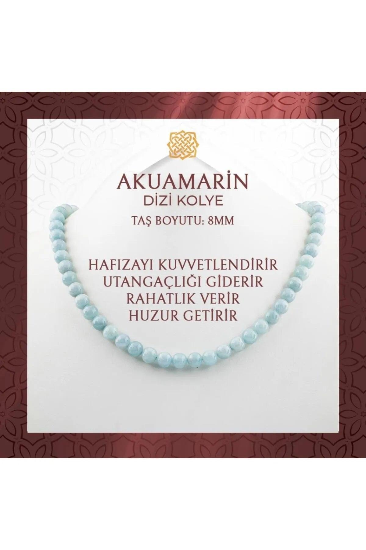 Akuamarin 8 mm Dizi Doğal Taş Kolye