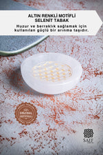 Altın Renkli Motifli Selenit Tabak