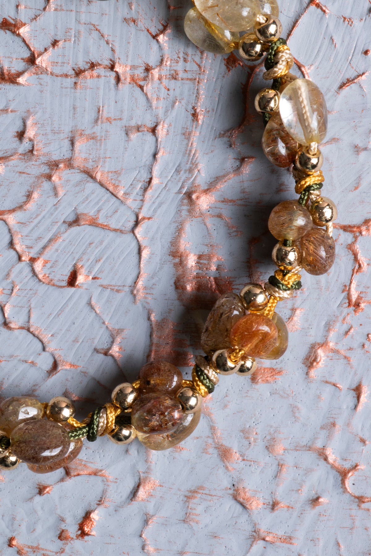 Altın Rutilli Kuvars A Kalite Natürel Taşlar Makrome Bileklik