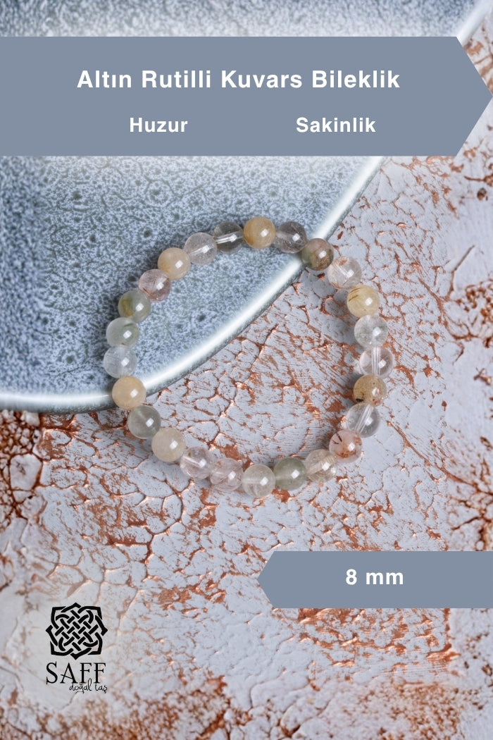 Altın Rutilli Kuvars Bileklik 8mm