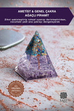 Ametist &amp; Genel Çakra Ağaçlı Piramit