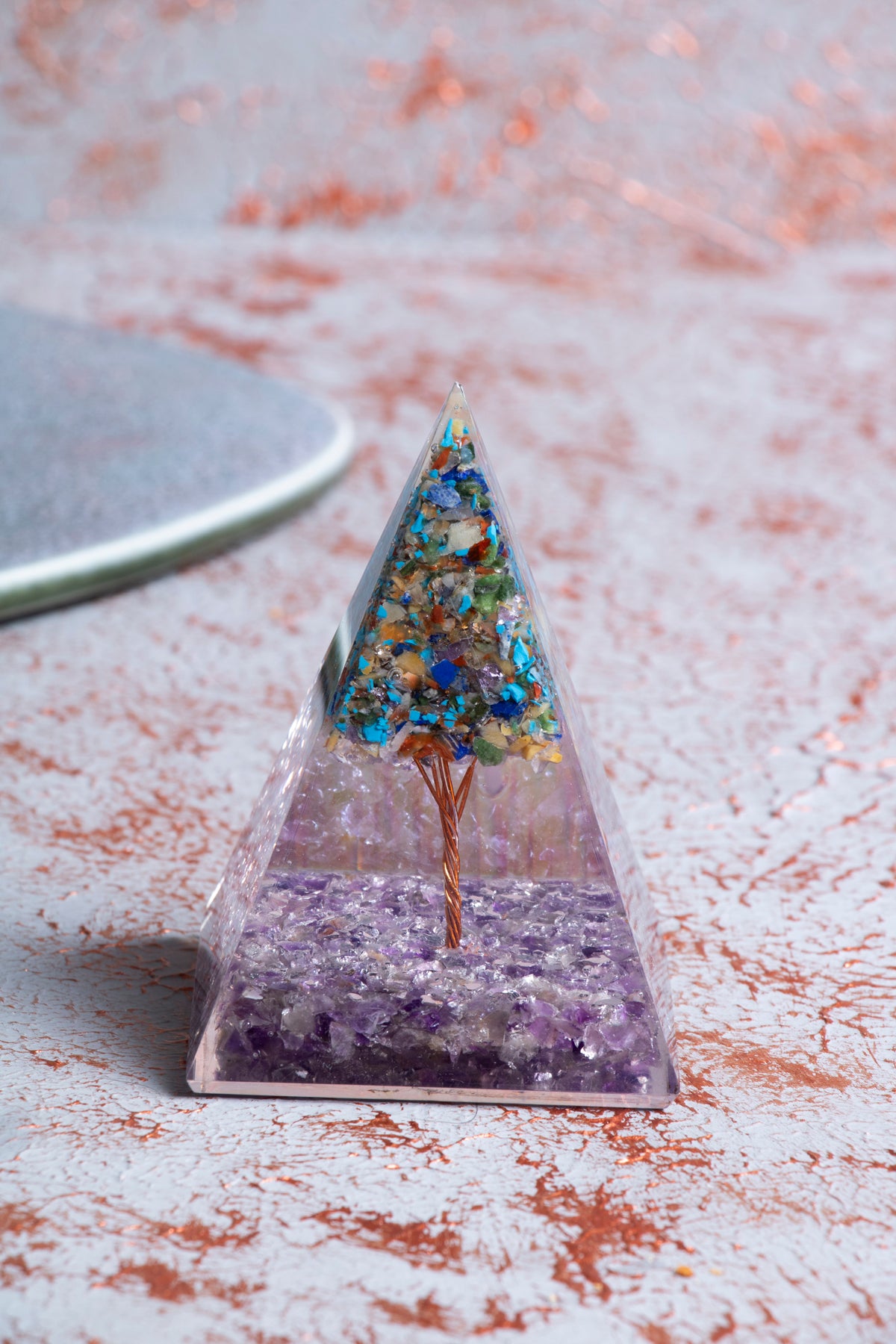 Ametist &amp; Genel Çakra Ağaçlı Piramit