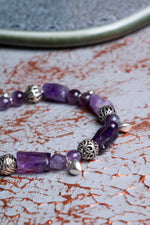 Ametist &amp; Gümüş Aparatlı Bileklik