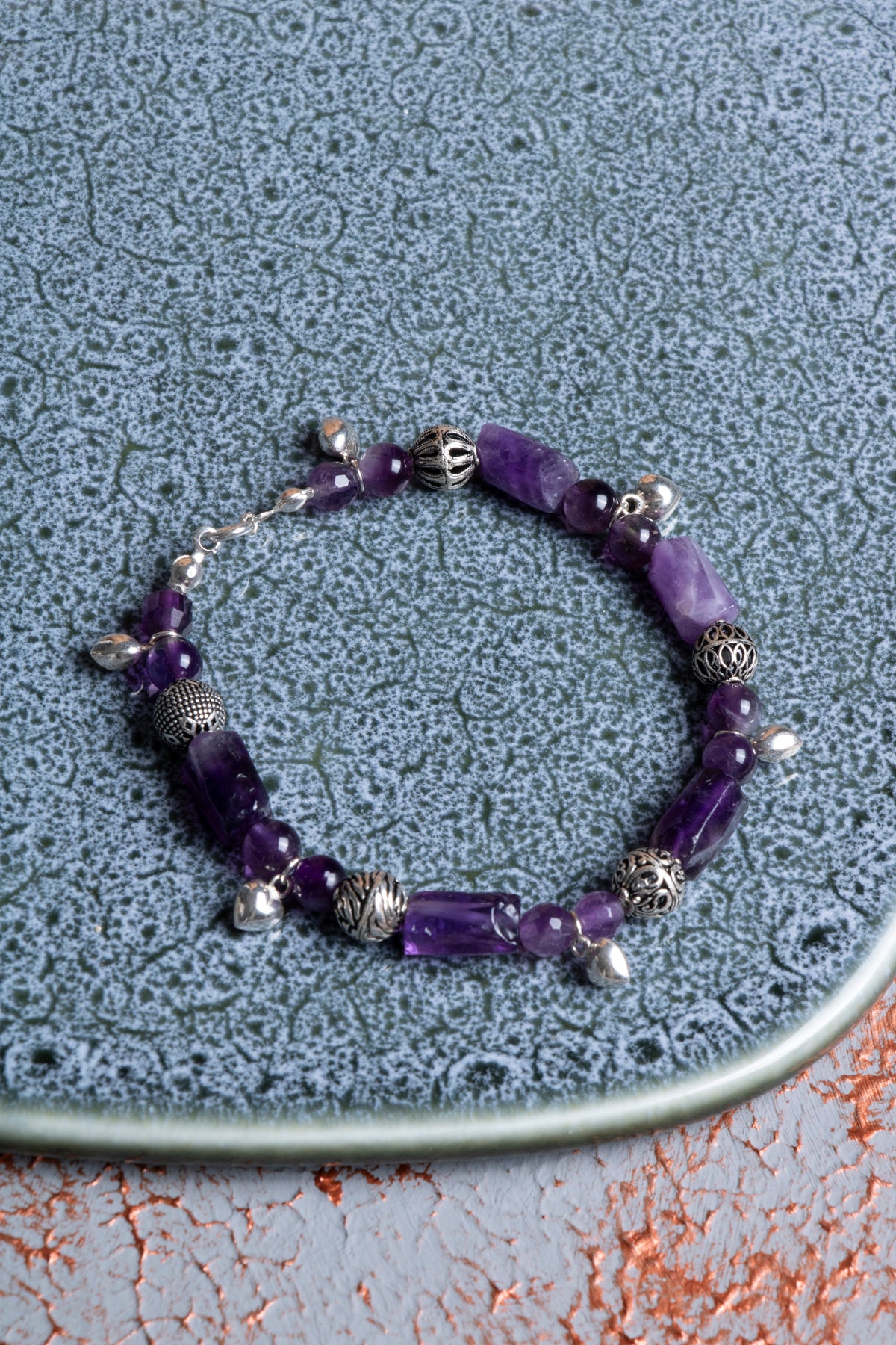 Ametist &amp; Gümüş Aparatlı Bileklik