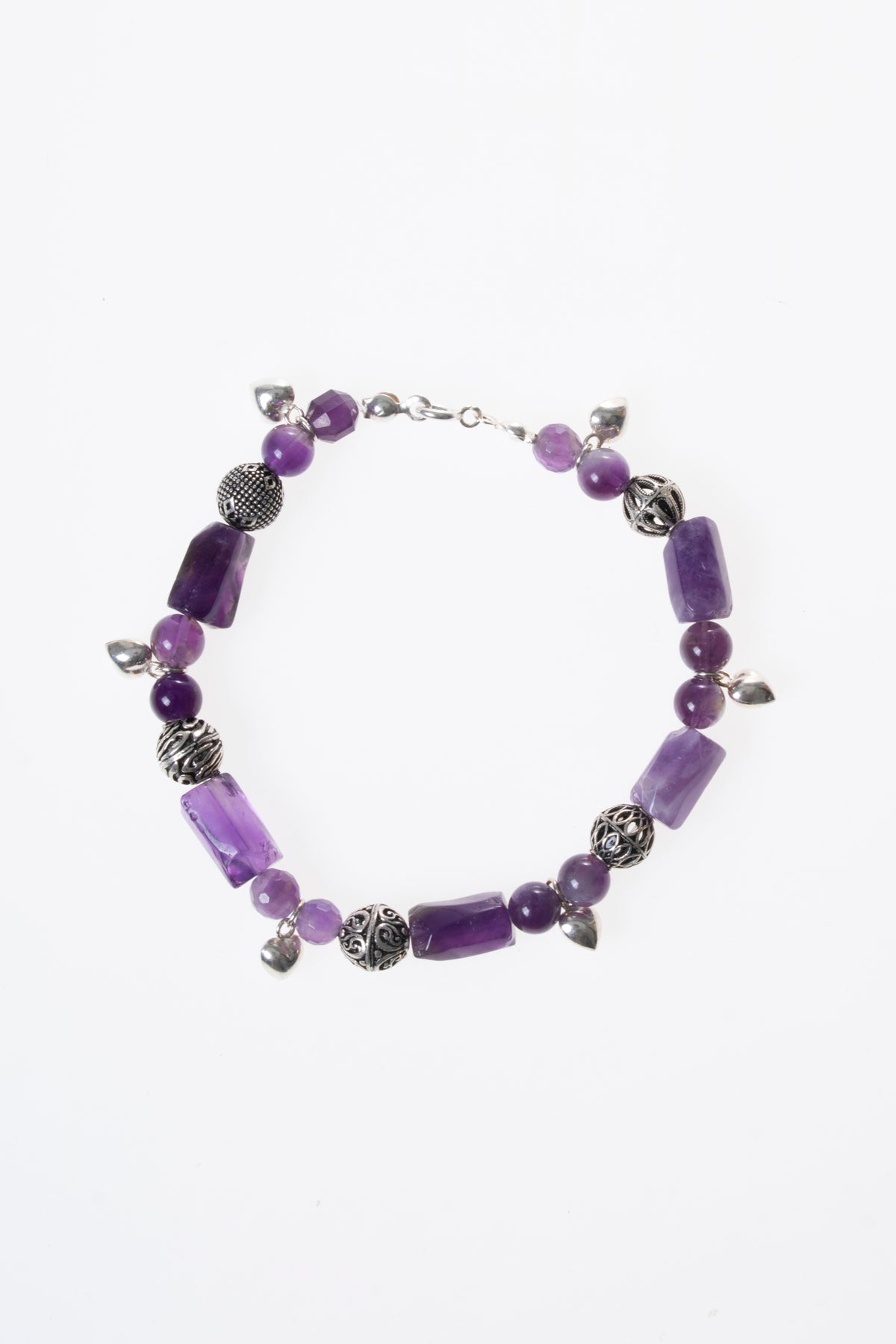 Ametist &amp; Gümüş Aparatlı Bileklik