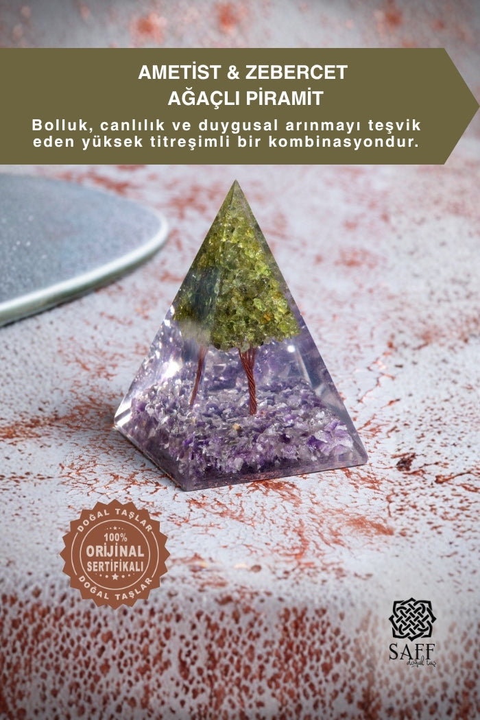 Ametist &amp; Zebercet Ağaçlı Piramit