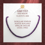 Ametist 6 mm Dizi Doğal Taş Kolye