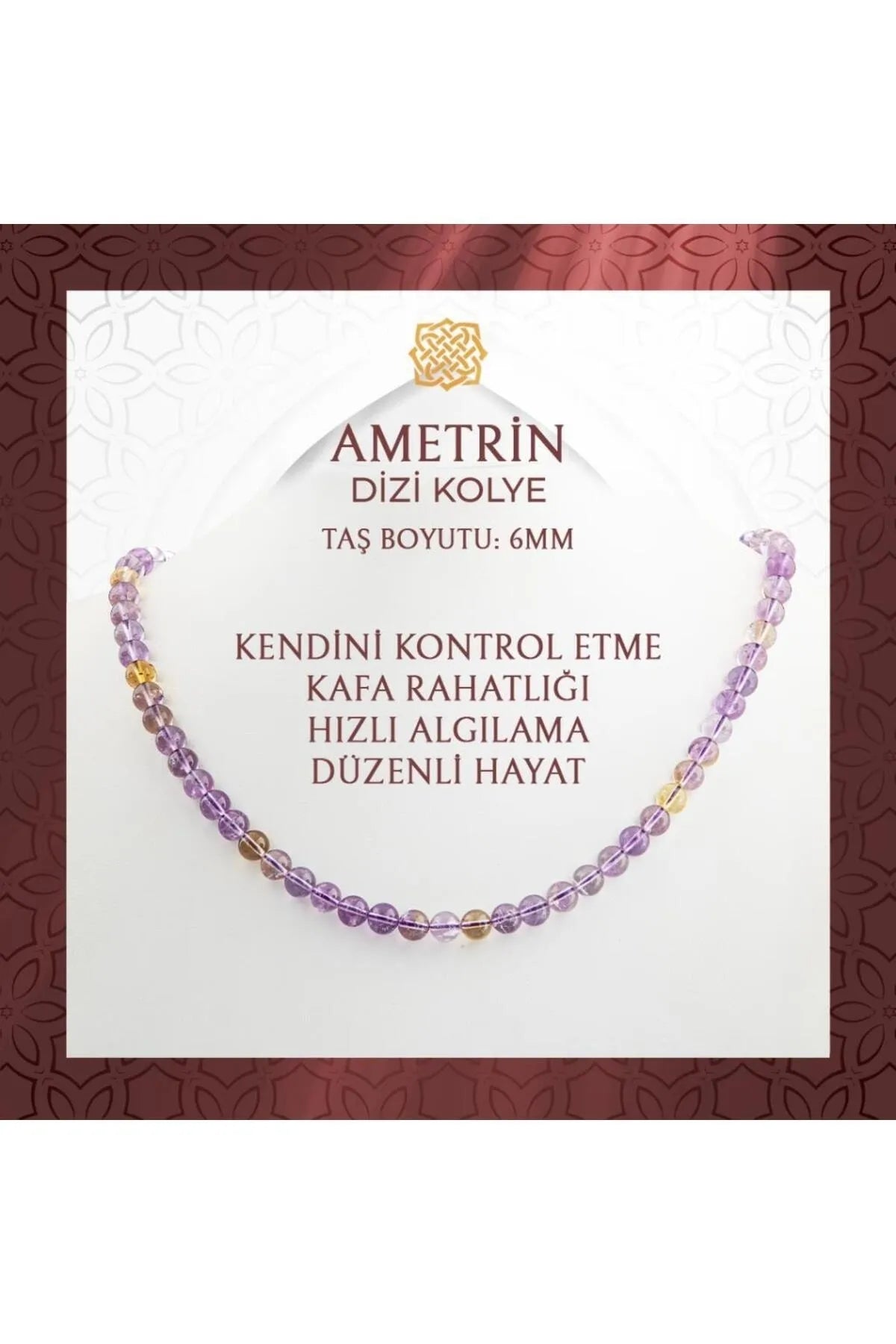 Ametrin 6 mm Dizi Doğal Taş Kolye