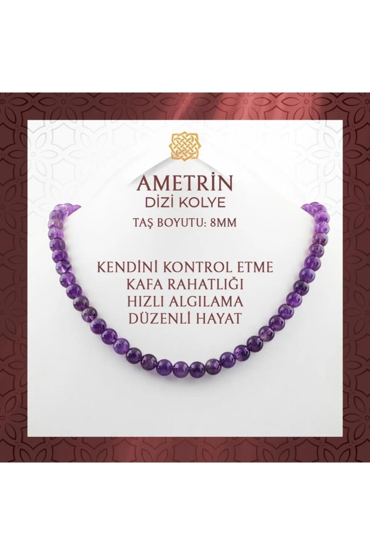 Ametrin 8 mm Dizi Doğal Taş Kolye
