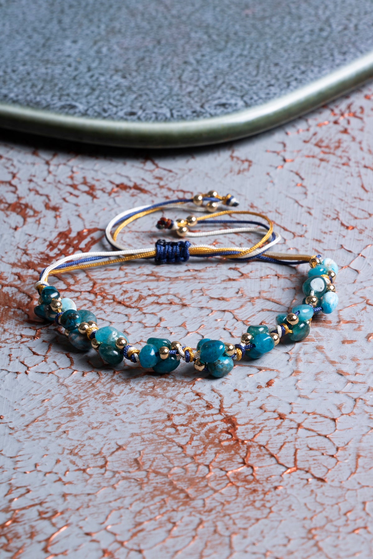 Apatit A Kalite Natürel Taşlar Makrome Bileklik