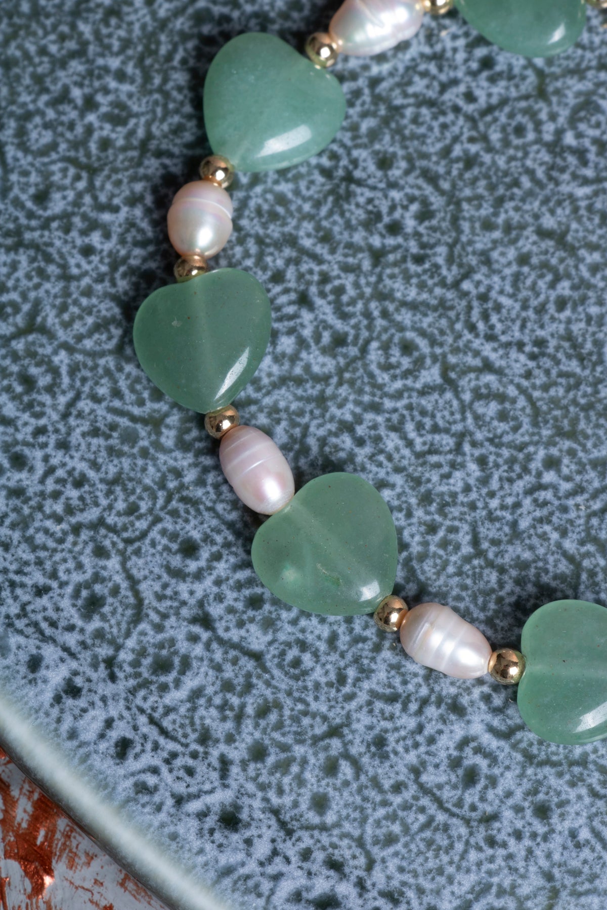 Aventurin &amp; İnci &amp; Gümüş Kapama Bileklik