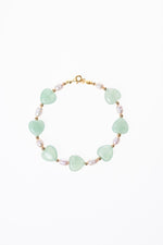 Aventurin &amp; İnci &amp; Gümüş Kapama Bileklik