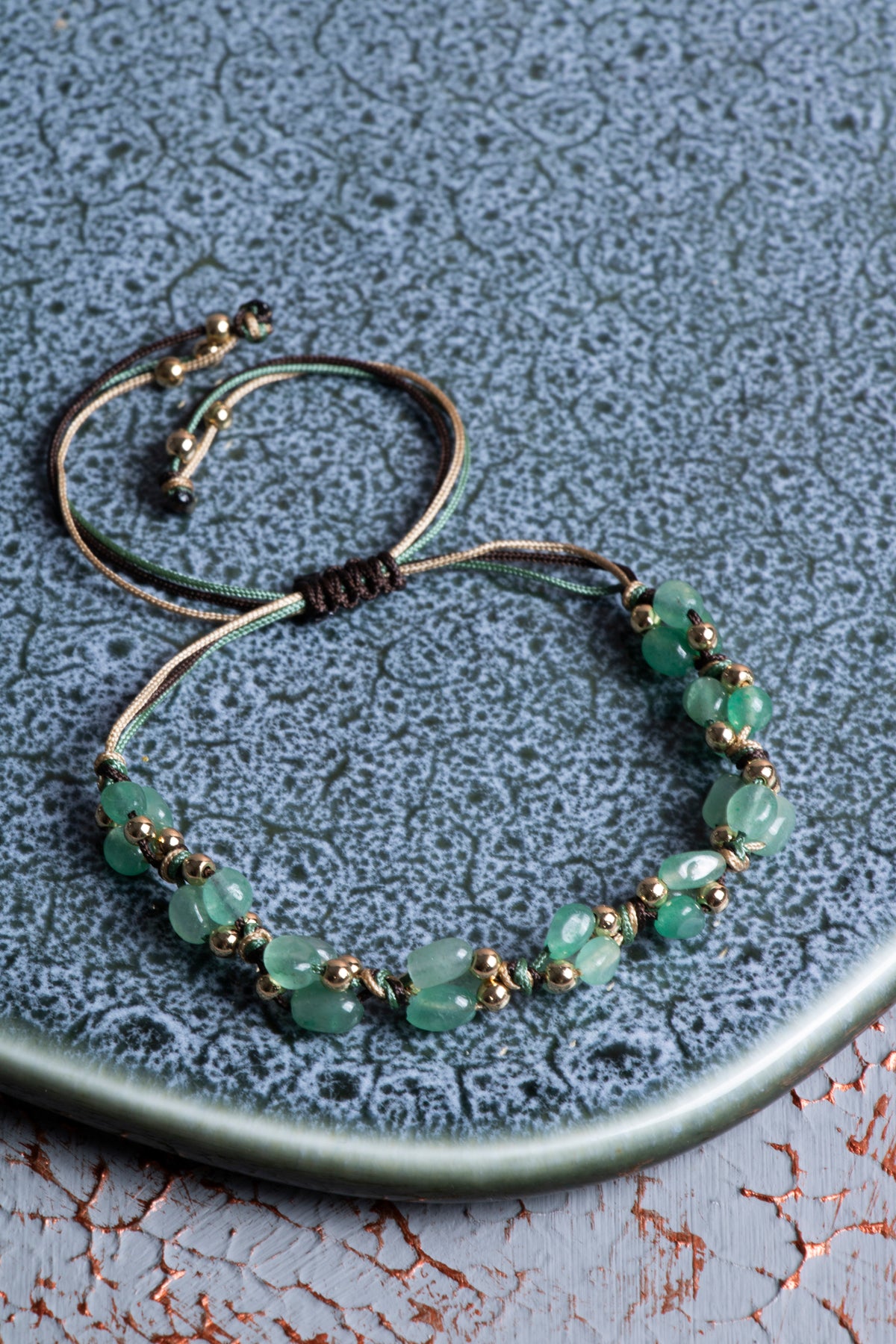 Aventurin A Kalite Natürel Taşlar Makrome Bileklik