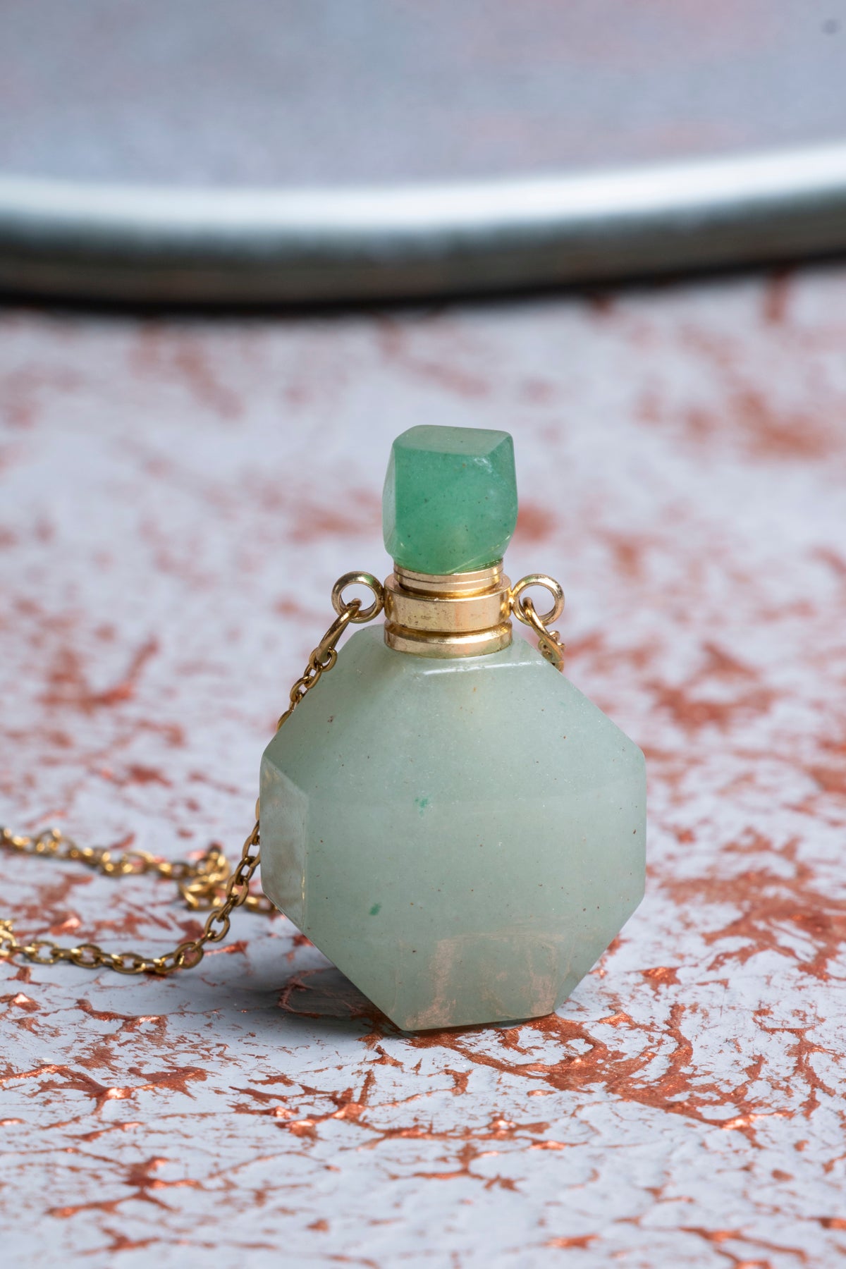 Aventurin Doğal Taş Esans Şişesi Kolye