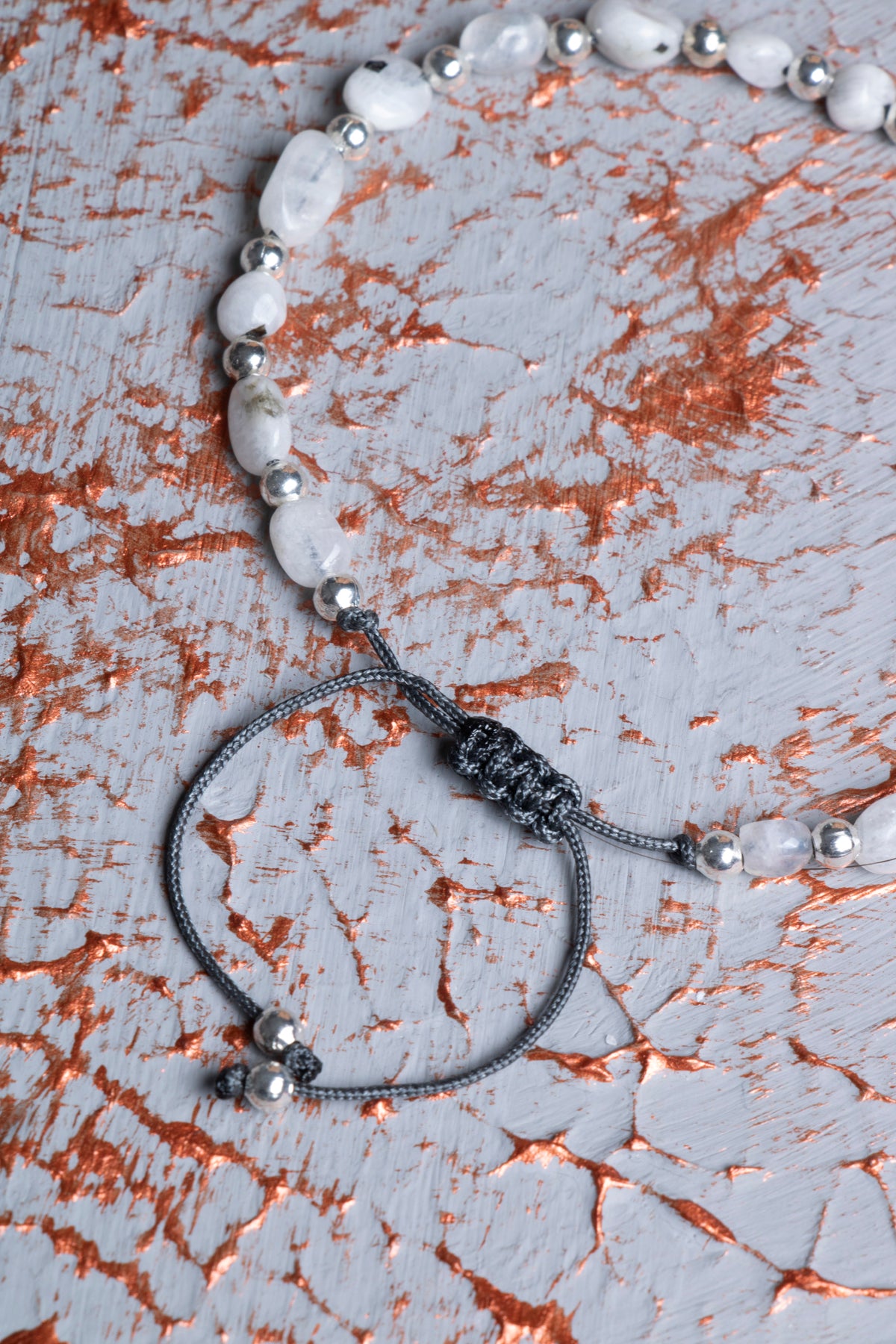 Ay Taşı &amp; Hematit Makrome Bileklik