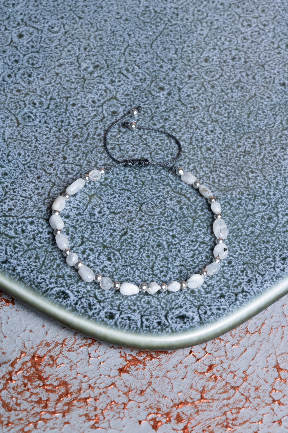 Ay Taşı &amp; Hematit Makrome Bileklik