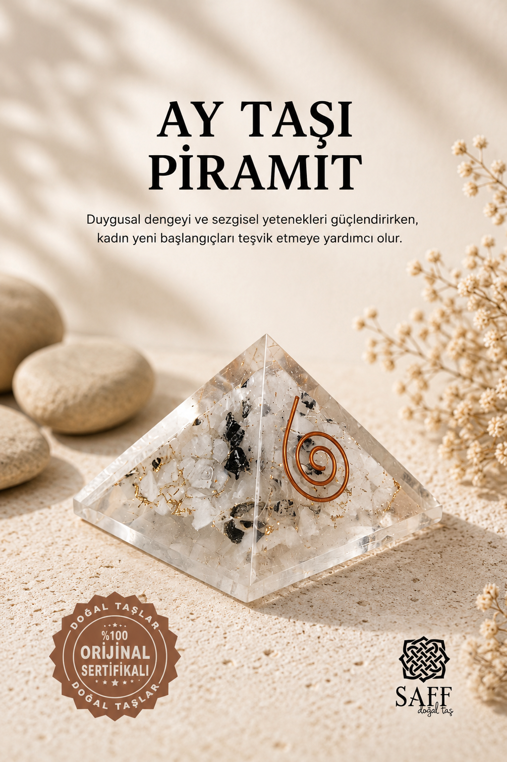 Sertifikalı Ay Taşı Piramit