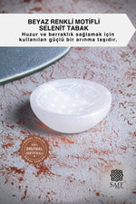 Beyaz Renkli Motifli Selenit Tabak