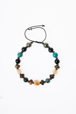 Bolluk ve Koruma Makrome Bilekliği Zümrüt &amp; Kaplan Gözü &amp; Pirit &amp; Sitrin &amp; Turkuaz