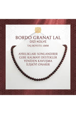 Bordo Granat Lal 6 mm Dizi Doğal Taş Kolye