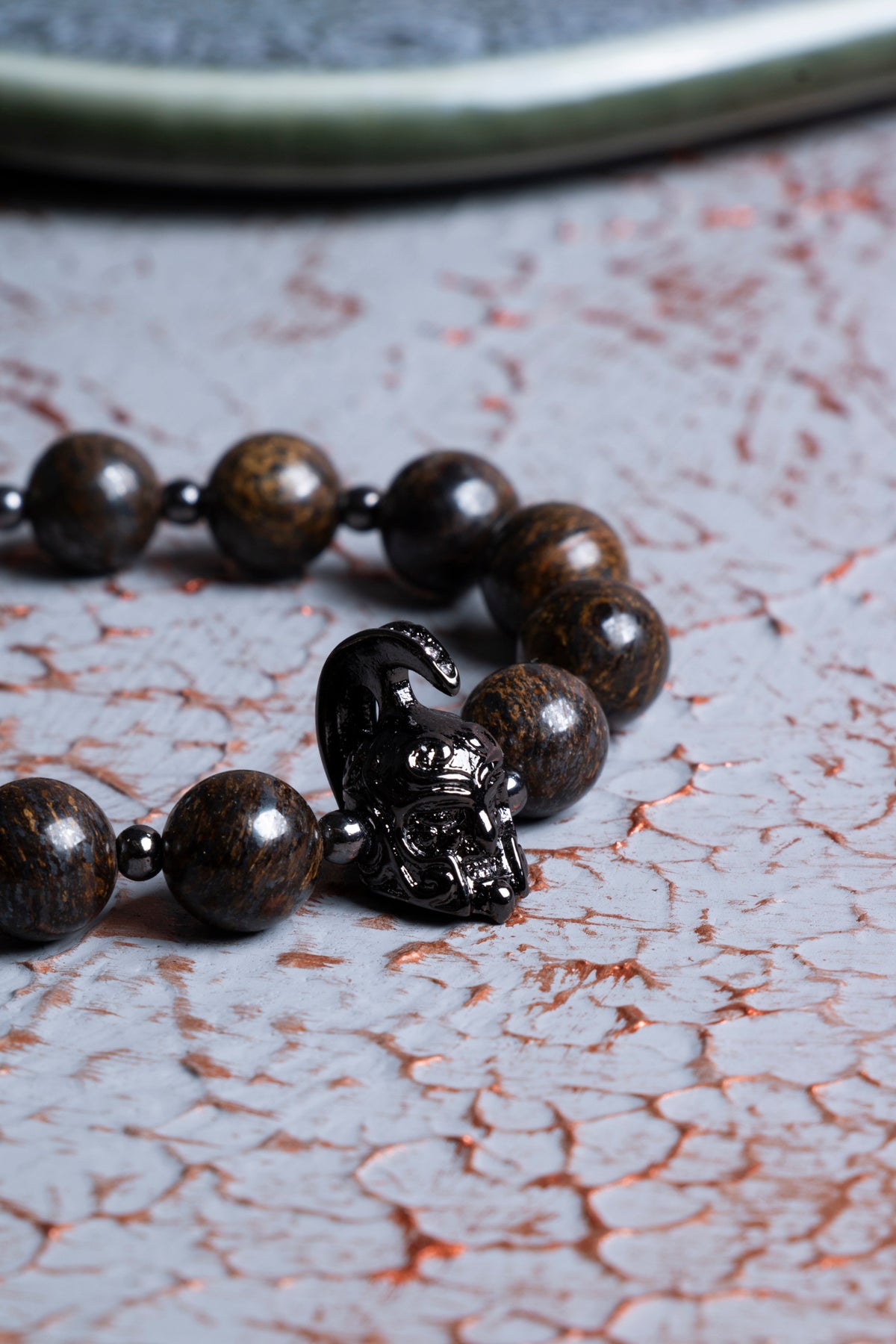 Bronzit &amp; Hematit &amp; Gladyatör Zirkon Aparat Makrome Bileklik