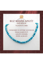 Buz Mavizi Apatit 8 mm Dizi Doğal Taş Kolye