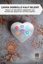Çakra Sembollü Kalp Selenit Obje
